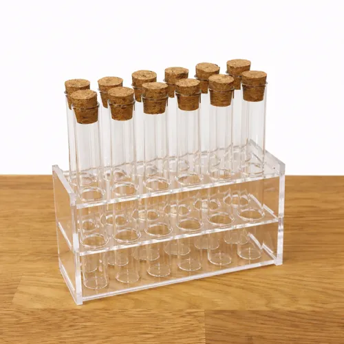 Glass Test Tubes with Cork Stoppers and Display