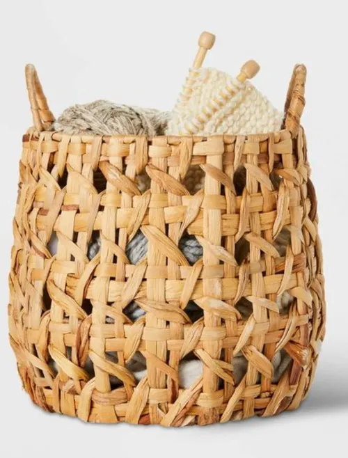 Woven Natural Decorative Cane Pattern Small Basket