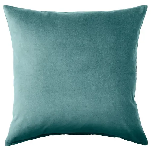 SANELA Faux Velvet Pillowcase Dark Grey/Turquoise