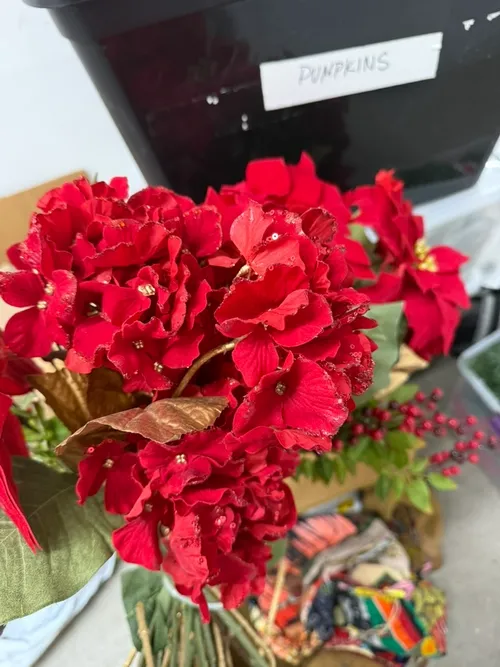 26in Long Red Hydrangea Spray