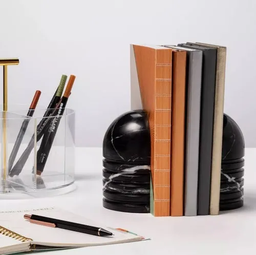 Black Solid Marble Modern Decorative Bookends
