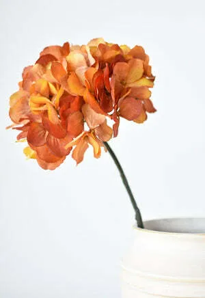 Artificial Hydrangea Silk Fake Flowers- Orange