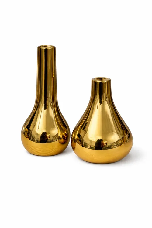 Modern Gold Bud Vases - Set of 2
