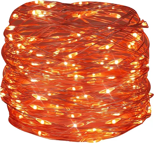 Silver Wire Orange String Lights 