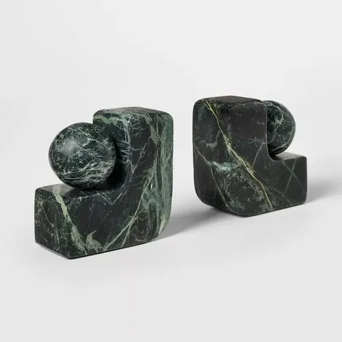 Green Marble Bookends