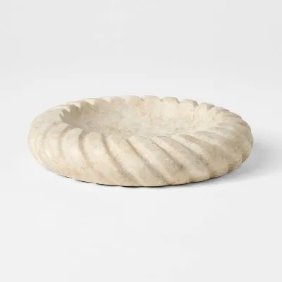 Twisted Edge Marble Dish Cream
