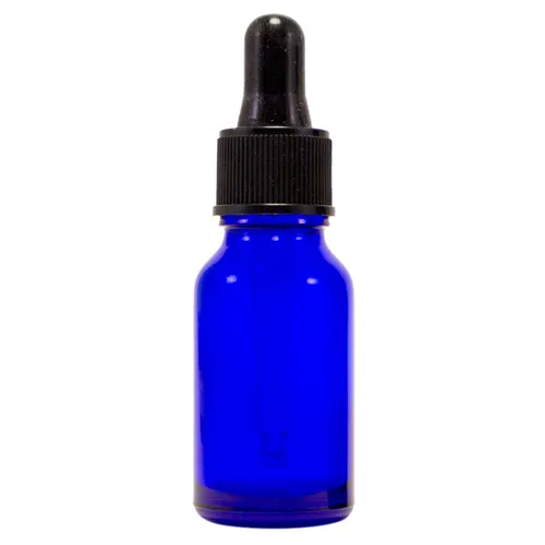 Blue Glass Bottle with Dropper 1/2 oz