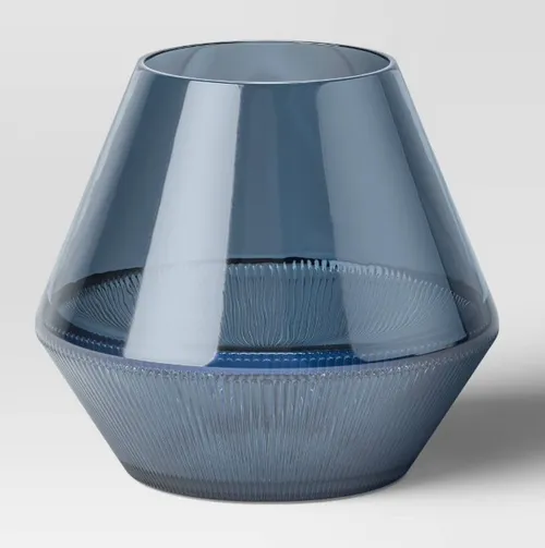 Medium Tinted Rib Glass Vase Blue 