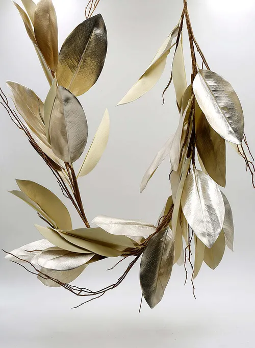 47in Long Gold Magnolia Leaf Garland