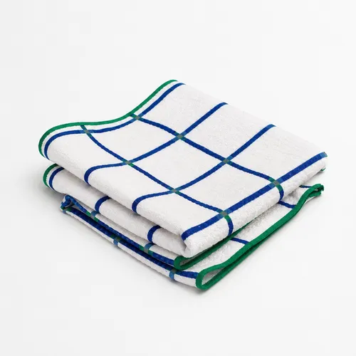 Green and Blue Striped Dish Towels - Set of 2