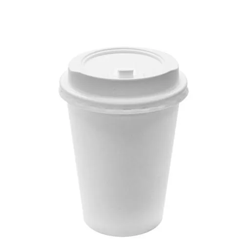 (NEW) White paper cups (12oz) with lids