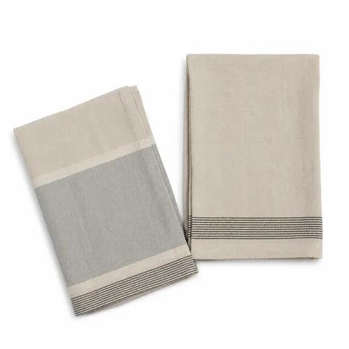 Beige Striped Dish Towel - Set of 2 