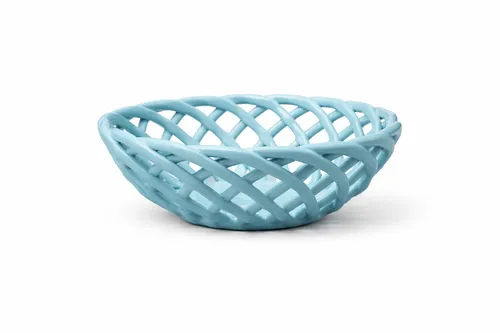 Light Blue Ceramic Lattice Bowl