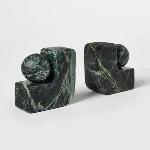 Green Marble Bookends