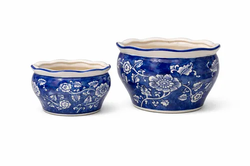 Blue and White Ceramic Planters