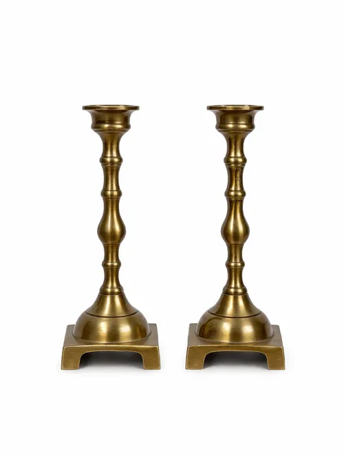 Gold Taper Candle Holders Square - Set of 2