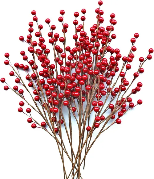 Artificial Red Holly Berries Stems