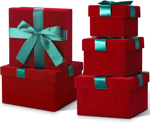 Set of 5 Red Velvet Gift Boxes