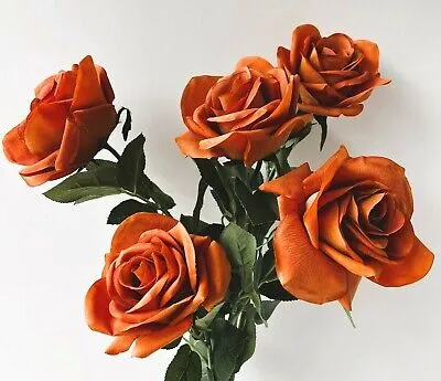Artificial Burnt Orange Roses