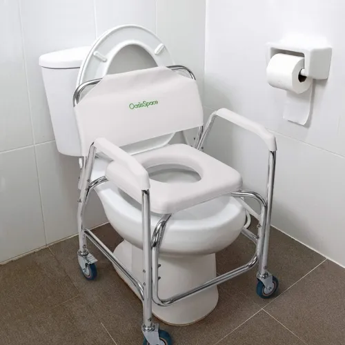 Disability toilet  and shower seat with wheels