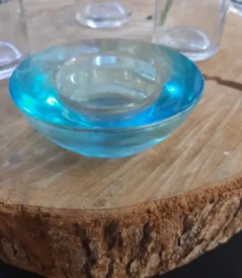 Tea Light Holder Blue Round