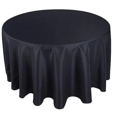 Linen Tablecloth Round 3m Black Plain Table Cloth - Fits 48