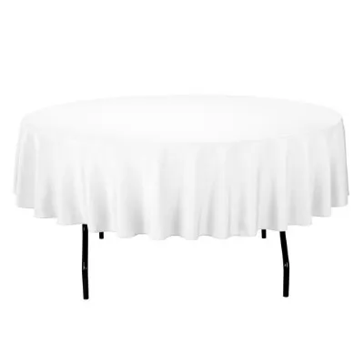 Linen Tablecloth Round White 2.3mtr - Fits 1.2m Round table w 21