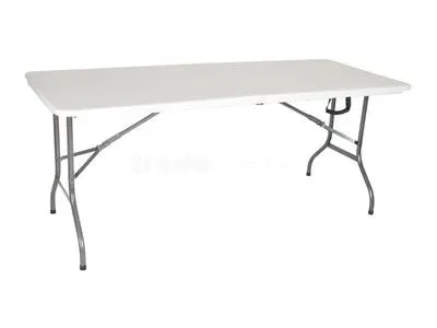 Trestle Table 2.4mtr Plastic Folding (Tablecloths Recommended) Dimensions (open): 241.5cm (L) x 76.5cm (W) x 74cm (H)