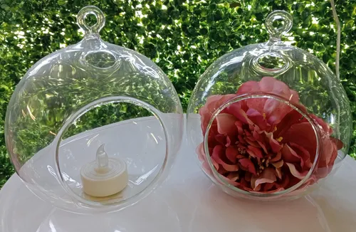 Glass Ball Vase with hole (hanging or shelf) SMALL 12cm