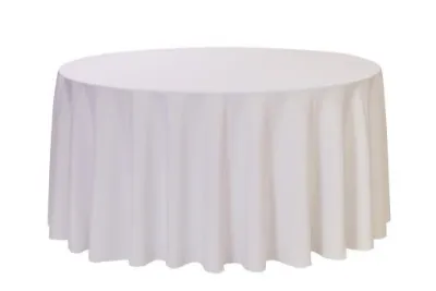 Linen Tablecloth Round 3.3m White - Fits 1.5m Round table (Floorlength) (90cm drop) Seats 8-10