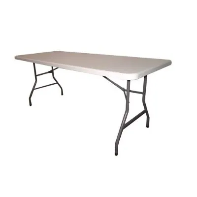 Trestle Table 1.8m - Plastic -Dimensions (open): 181cm (L) x 75cm (W) x 74cm (H) (Tablecloths recommended)