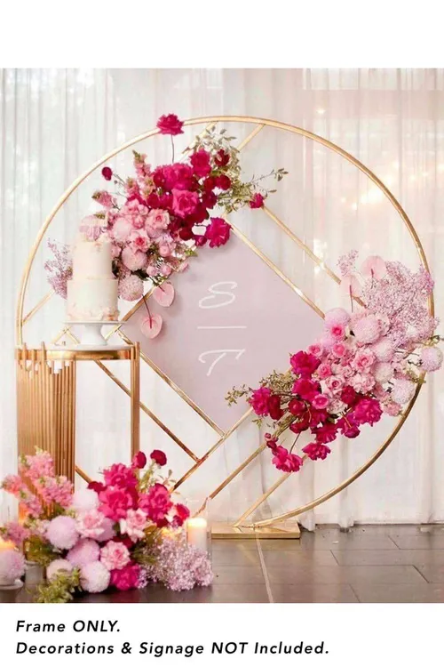 Chrome Gold Modern Round Frame Backdrop 160cmD