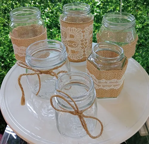 Glass Jar Vase (Hessian & Twine Set)