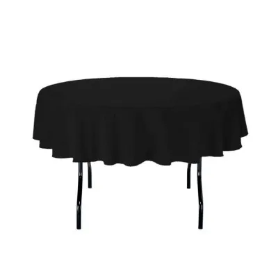 Linen Tablecloth Round Black 2.3mtr - Fits 1.2m Round table w 21