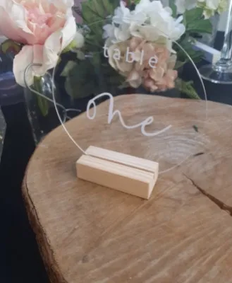 Table Numbers Acrylic with Wooden Base
