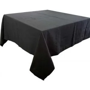 Linen Tablecloth Square - 1.8m x 1.8m - Plain Black - Fits 24