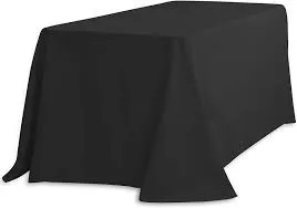 Linen Tablecloth Banquet Black - 3.9m x 2.2m - Fits 8ft Table (2.4m) seats 8-10 - Floorlength