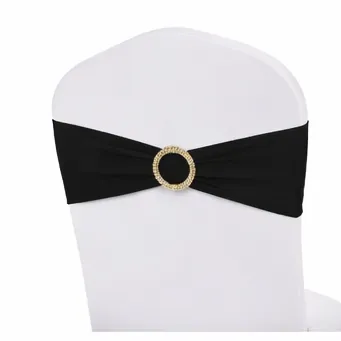 25 Black & Gold Embellished Chair Bands