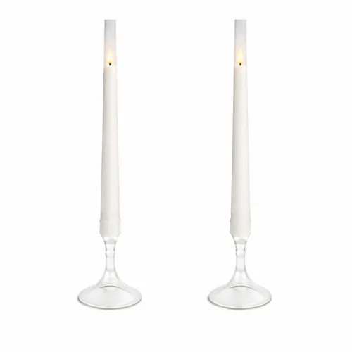 Pair of White Hurricane Candle Centerpieces