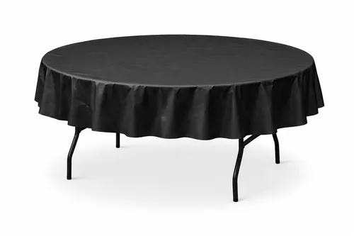 5 Black Round Plastic Table Covers