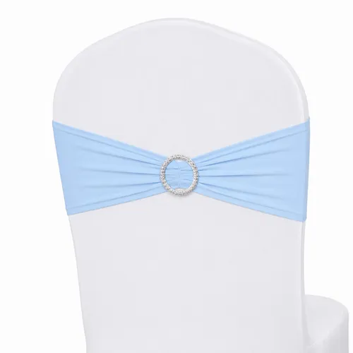 25 Light Blue Chair Band with Silver Embellishment 