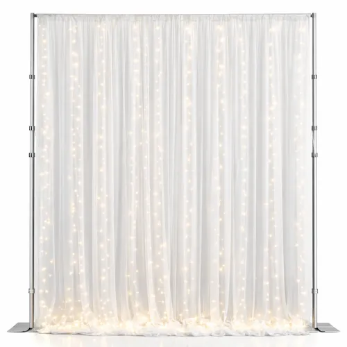 2m White Sheer Curtain with Fairy lights