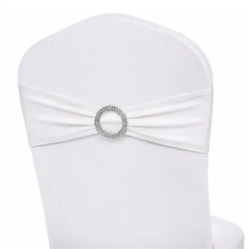 25 White and Silver Embellished Chair Bands