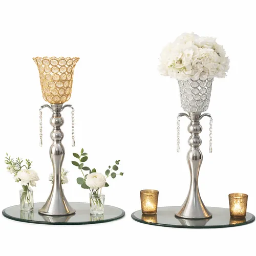  Silver Embellished Candle Light Holder/ Vase (Choose Styling)