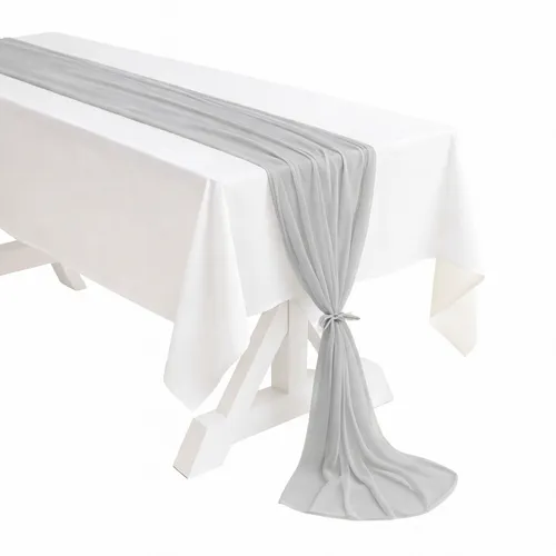 Light Grey Chiffon Table Runner