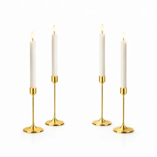 Set of Gold Taper Candle Holders