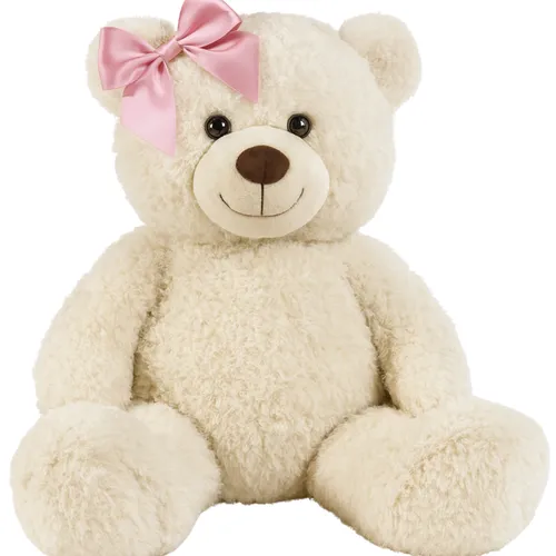 4ft White Teddy Bear with Pink Bow