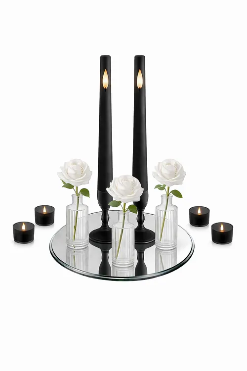 Black Candlelight Duo Centerpiece (Choose Styling)