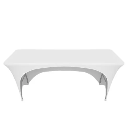 6ft White Stretch Arched Back Head Table Cover