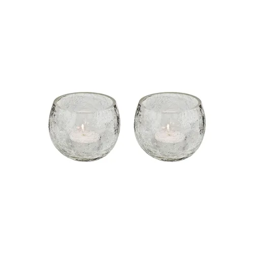 Pair of Large Crackled Glass Candle Holders 